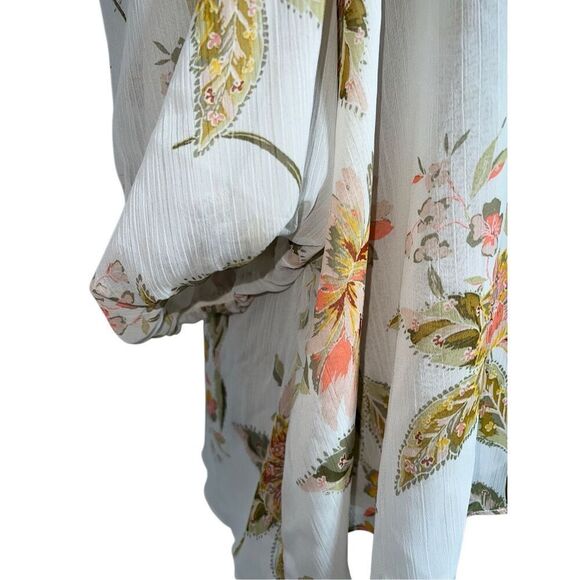 Cato Smocked Neck Shoulder Top Size XL Floral Sheer C Est 1946 Flowey Light - Picture 5 of 8